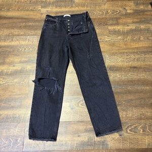 Abercrombie & Fitch The Dad High Rise Jeans Black Denim Women's 29/8 Distressed